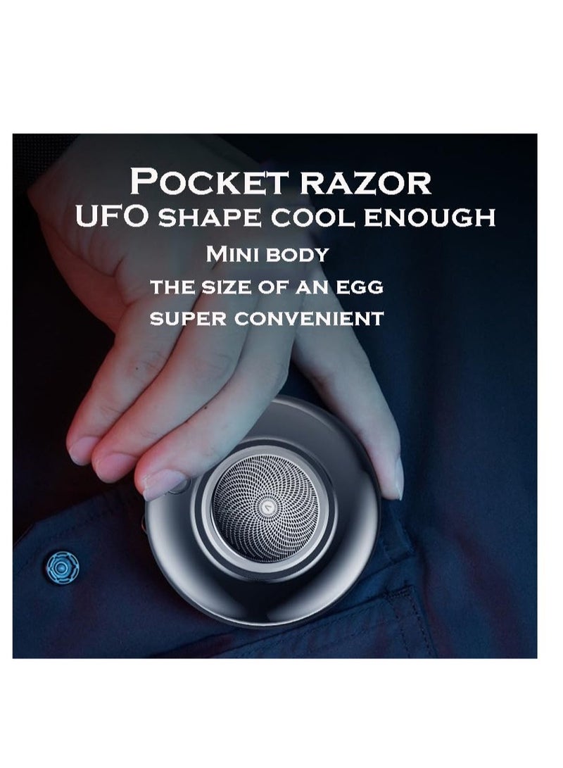 Excefore Mini Shaver, Type C Mini Portable Electric Shaver, Dry Shave & Wet Electric Razor for Men, Pocket-Size Portable Shaver for Car, USB Rechargeable Waterproof (Gradient Blue Silver) - Image 3