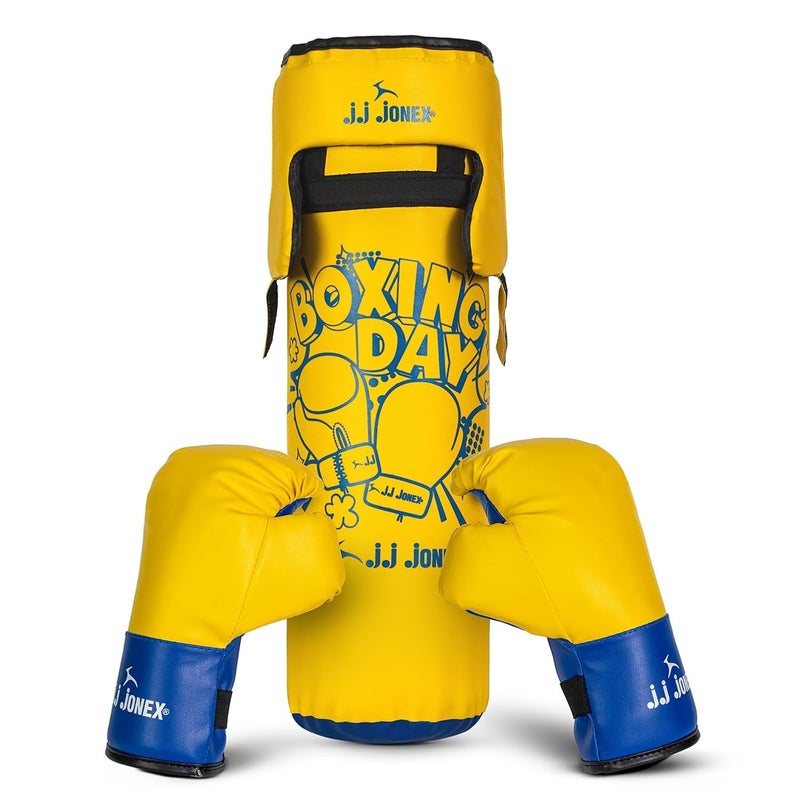 Jonex JJ Sports Kids Boxing Punching Bag Set - Heavy Boxing Bag, Gloves, MMA, Home Gym & Martial Arts Training Equipment | for Boys & Girls for Age 3 4 5 6 7 8 Years | Yellow Color | - Image 1