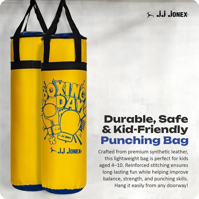 Jonex JJ Sports Kids Boxing Punching Bag Set - Heavy Boxing Bag, Gloves, MMA, Home Gym & Martial Arts Training Equipment | for Boys & Girls for Age 3 4 5 6 7 8 Years | Yellow Color | - Image 3