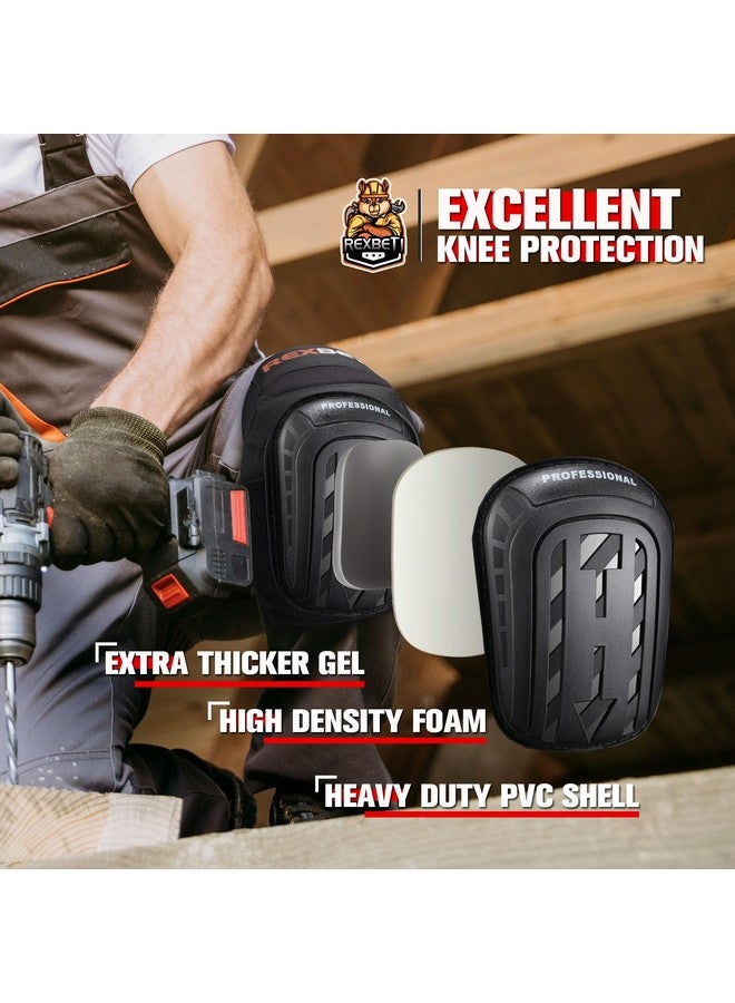 REXBETI REXBETI Knee Pads for Work, Construction Knee Pads for Men, Heavy Duty Comfortable Anti-slip Foam Gel Knee Pads for Gardening Flooring and Cleaning, Strong Stretchable Straps, Black  - Image 1