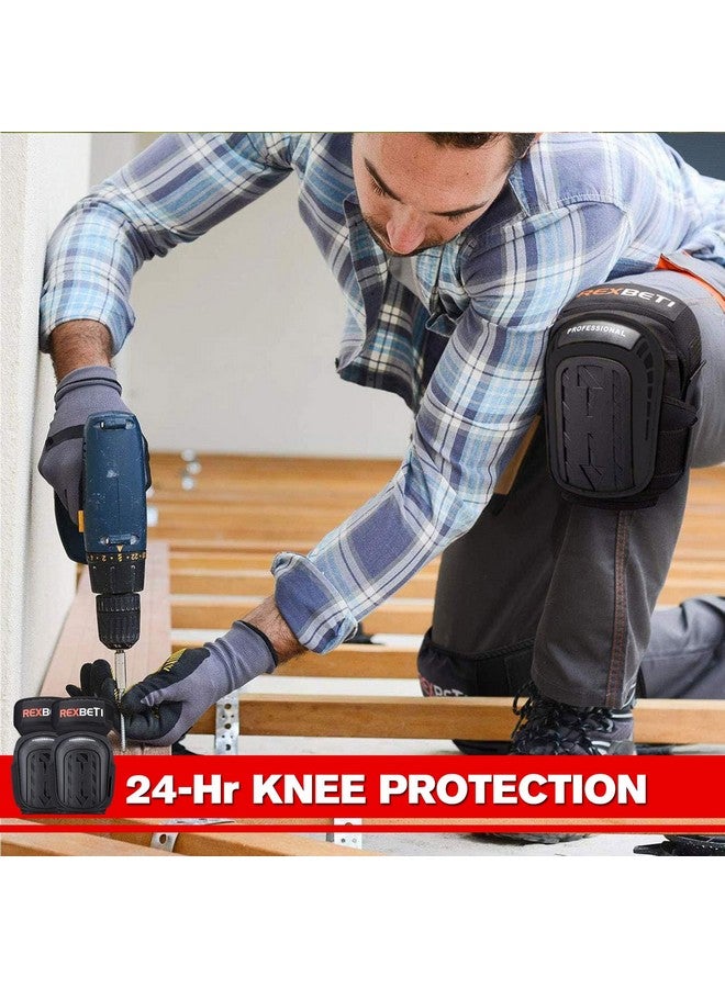 REXBETI REXBETI Knee Pads for Work, Construction Knee Pads for Men, Heavy Duty Comfortable Anti-slip Foam Gel Knee Pads for Gardening Flooring and Cleaning, Strong Stretchable Straps, Black  - Image 3