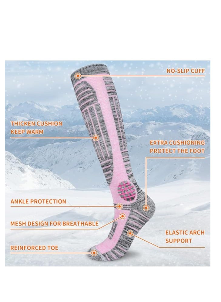 SYOSI Thermal Ski Socks Mens Womens Socks Knee High Long Performance Athletic Socks Warm Cushioned Non-slip Sports Cushioned Socks for Skiing Football Hiking Walking Snowboard - Image 2