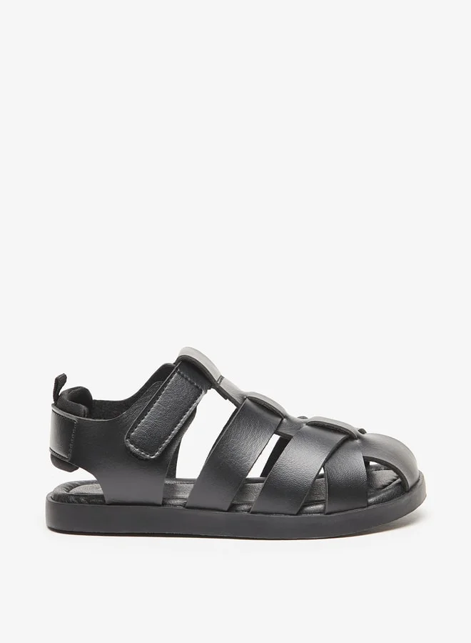 JUNIORS Boys Solid Sandals with Hook and Loop Closure