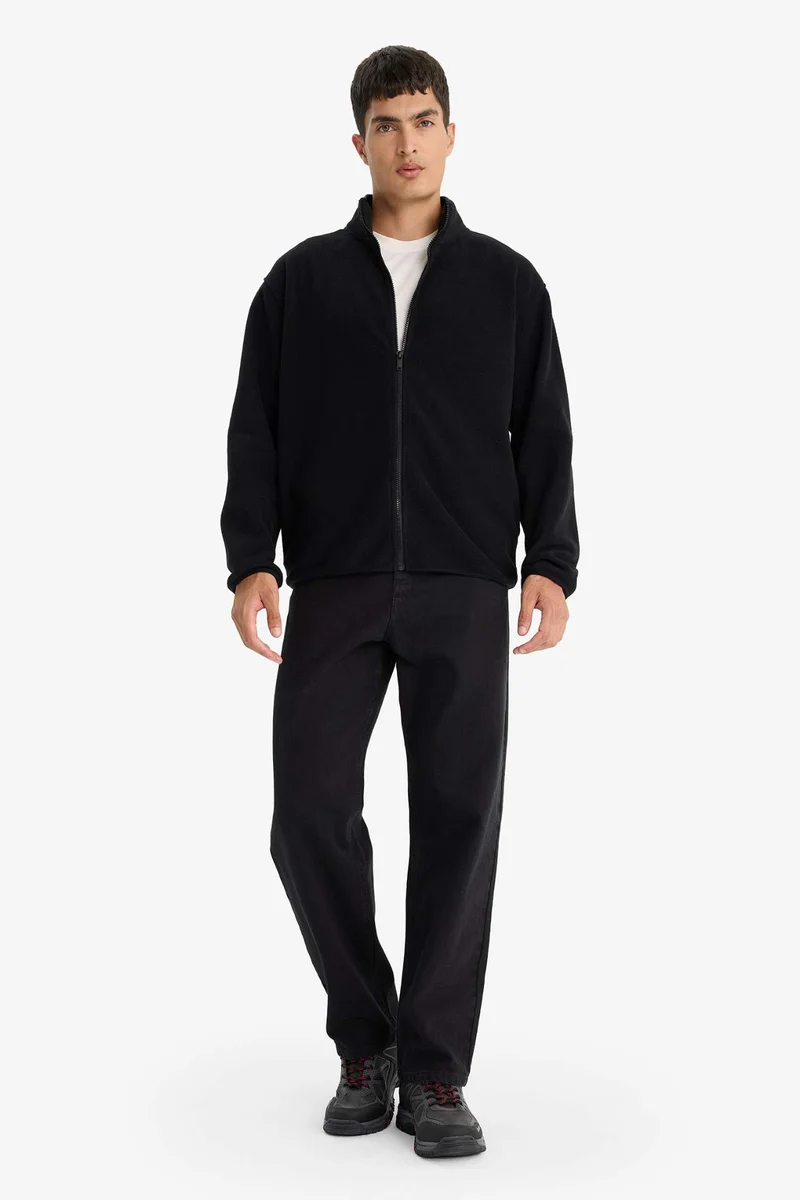 DeFacto Relax Fit Half Turtleneck Zippered Fleece Cardigan