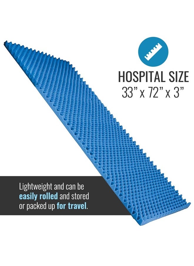 DMI - Foam Mattress Topper, Egg Crate Foam Pad, Mattress Pad and Bed Topper for Support, Air Circulation, Pressure Relief and Weight Distribution, Hospital Size Mattress, 33 x 72 x 3 - Image 1