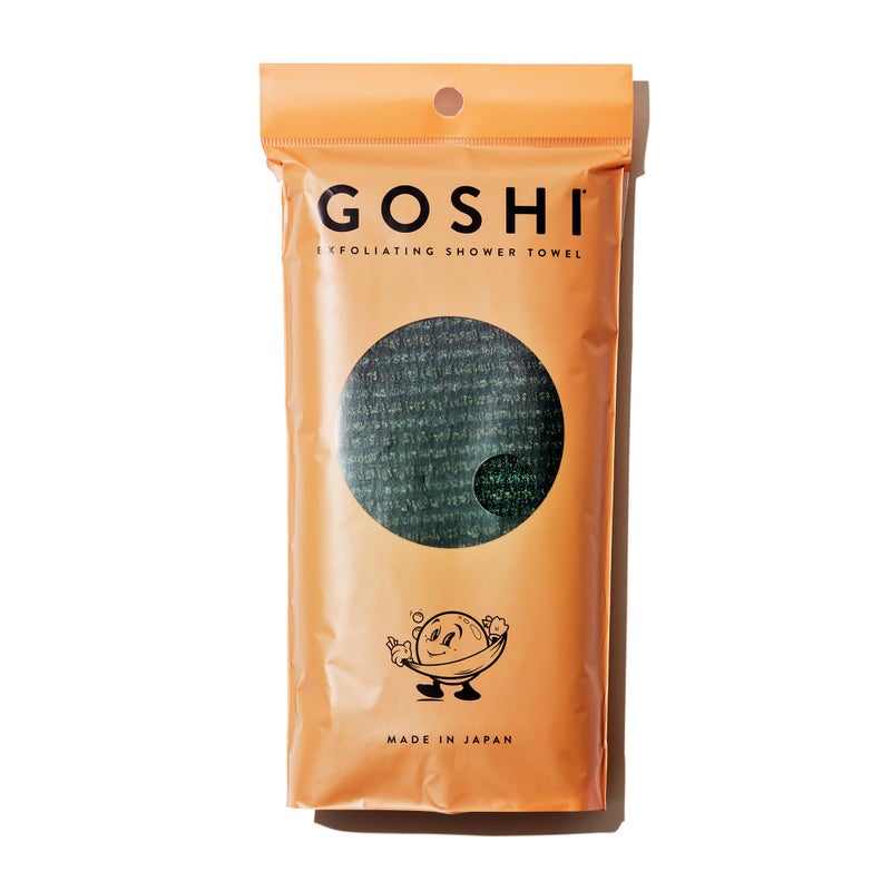 GOSHI Exfoliating Shower Towel - Rip-Resistant Exfoliating Washcloth for All Skin Types - Moss Green - Made in Japan - Image 1