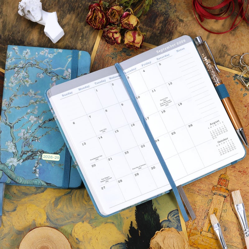 MaaIbok 2026-2029 Pocket Planner/Calendar - 3 Year Monthly Planner 2026-2029, Jul 2026 - Jun 2029, 6.3" x 3.8", 61 Notes Pages, Inner Pocket, Pen Holder & Elastic Closure - Image 2