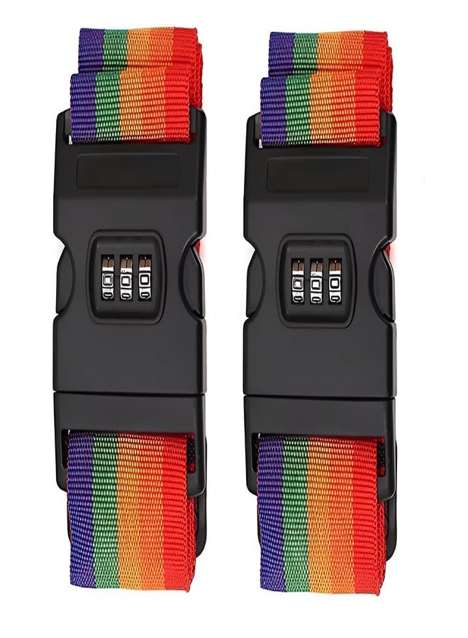 Dayish Luggage Strap | Luggage Belt for Suitcase & Trolley Bags | Travel Belt with Number Lock & Quick Release Adjustable Buckle for Suitcase (2, Rainbow) - Image 1