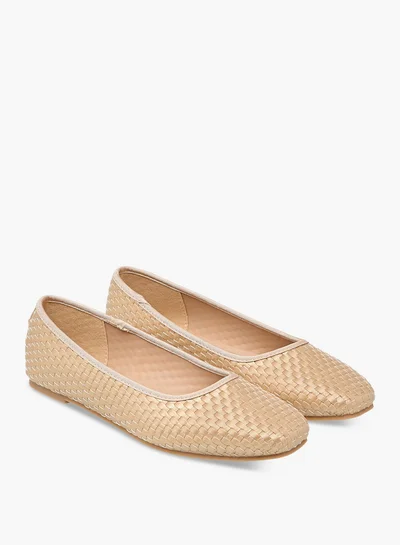 Flora Bella By Shoexpress Women Textured Square Toe Slip-On Ballerina Shoes