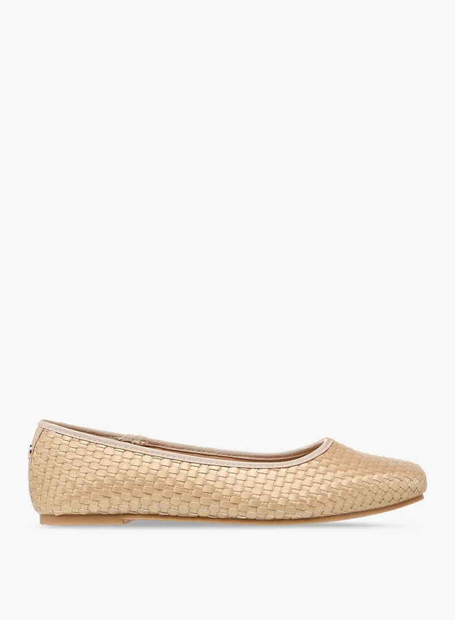 Flora Bella By Shoexpress Women Textured Square Toe Slip-On Ballerina Shoes