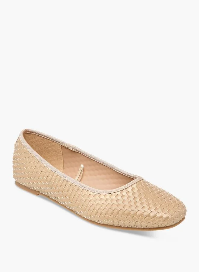 Flora Bella By Shoexpress Flora Bella Textured Square Toe Slip-On Ballerina Shoes