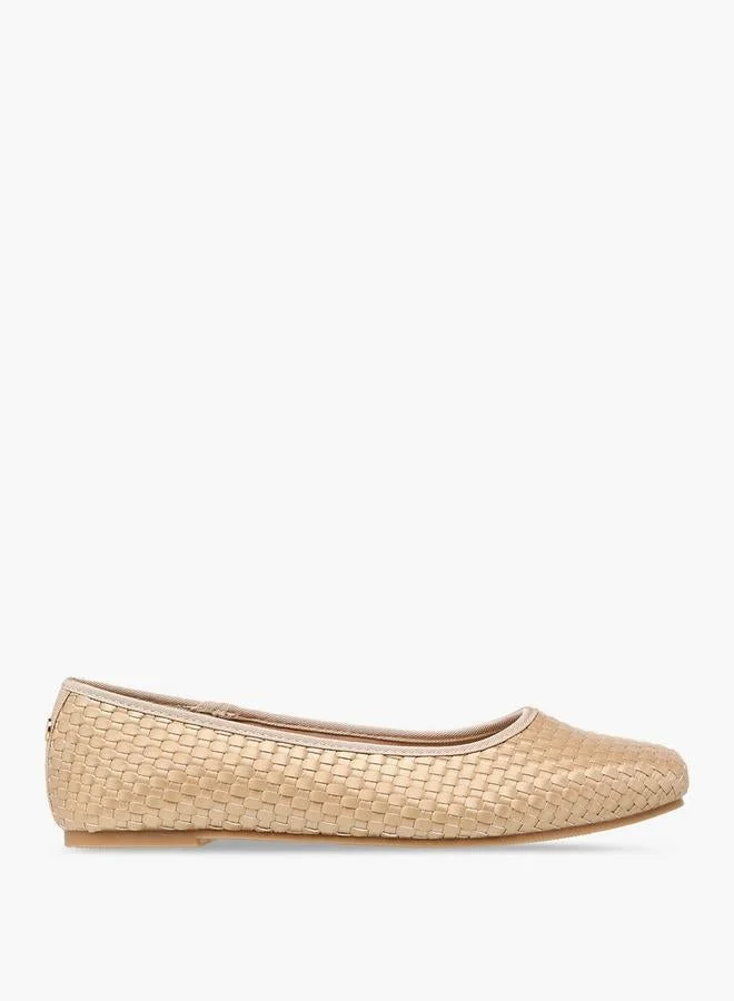 Flora Bella By Shoexpress Flora Bella Textured Square Toe Slip-On Ballerina Shoes