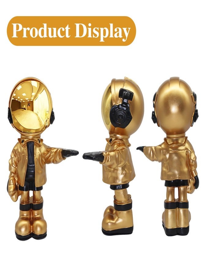 Dosker Astronaut Sculpture with Tray, Home Decoration Sculpture (Gold) - Image 3