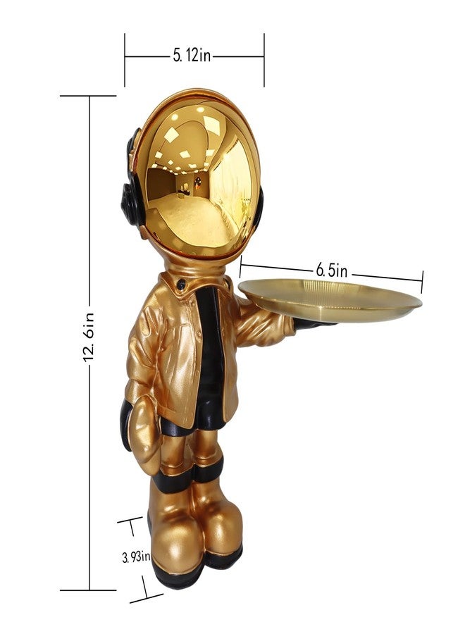 Dosker Astronaut Sculpture with Tray, Home Decoration Sculpture (Gold) - Image 2