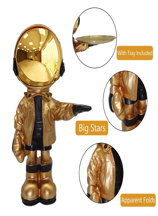 Dosker Astronaut Sculpture with Tray, Home Decoration Sculpture (Gold) - Image 4