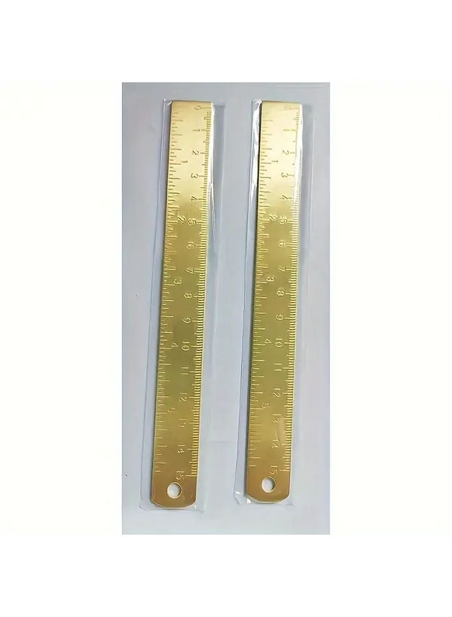 مسطرة نحاسية 15 سم 6 بوصة مقياس مزدوج مم بوصة أداة قياس دقيقة - Image 5