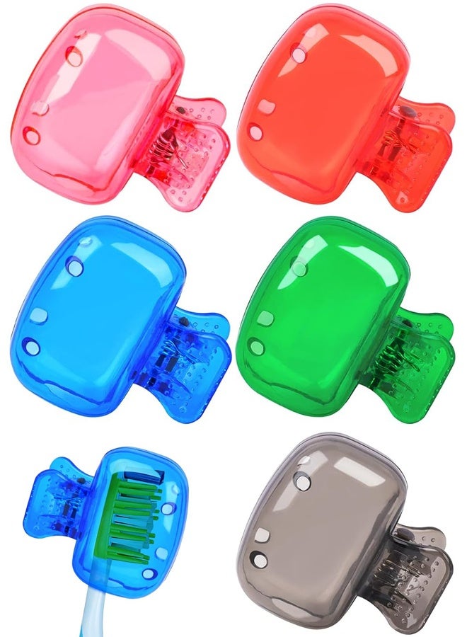 5 Pack Travel Toothbrush Head Covers, Plastic Protective Clip Caps Pod Case for Home, Travel, Camping, Bathroom, School & Business Use - Image 1