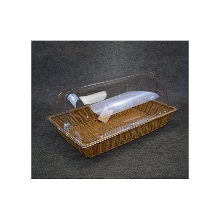 PAUL SONS Commercial Professional Restaurant Cafe Self Serve Bread Basket/Pastry Donut/Cookie Display Wicker Basket Case Countertop Rectangle with lid 21x13x3 (Pack of 1Pc) - Image 2
