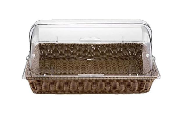 PAUL SONS Commercial Professional Restaurant Cafe Self Serve Bread Basket/Pastry Donut/Cookie Display Wicker Basket Case Countertop Rectangle with lid 21x13x3 (Pack of 1Pc) - Image 5