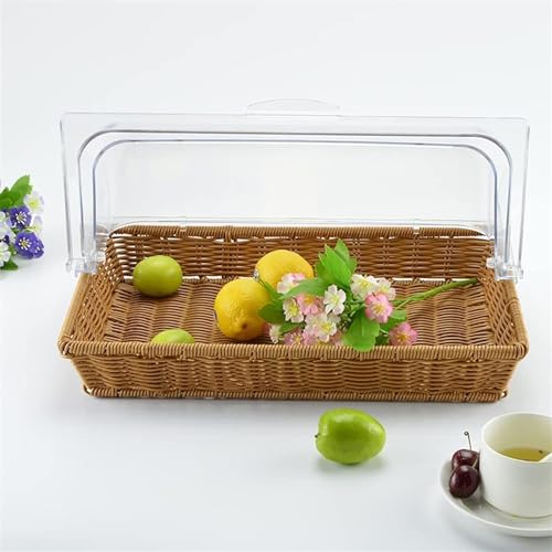 PAUL SONS Commercial Professional Restaurant Cafe Self Serve Bread Basket/Pastry Donut/Cookie Display Wicker Basket Case Countertop Rectangle with lid 21x13x3 (Pack of 1Pc) - Image 4