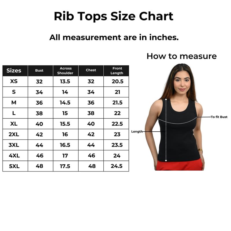 Mlada Store Mlada Cotton Ribbed Knit Tops for Women with Non Transparent Fabric | Stretchable Rib Knitted Sleeveless Racerback Tank Top with Crew Neck | Fitted Rib Knitted Cropped Vest Top - Black, 2XL - Image 4