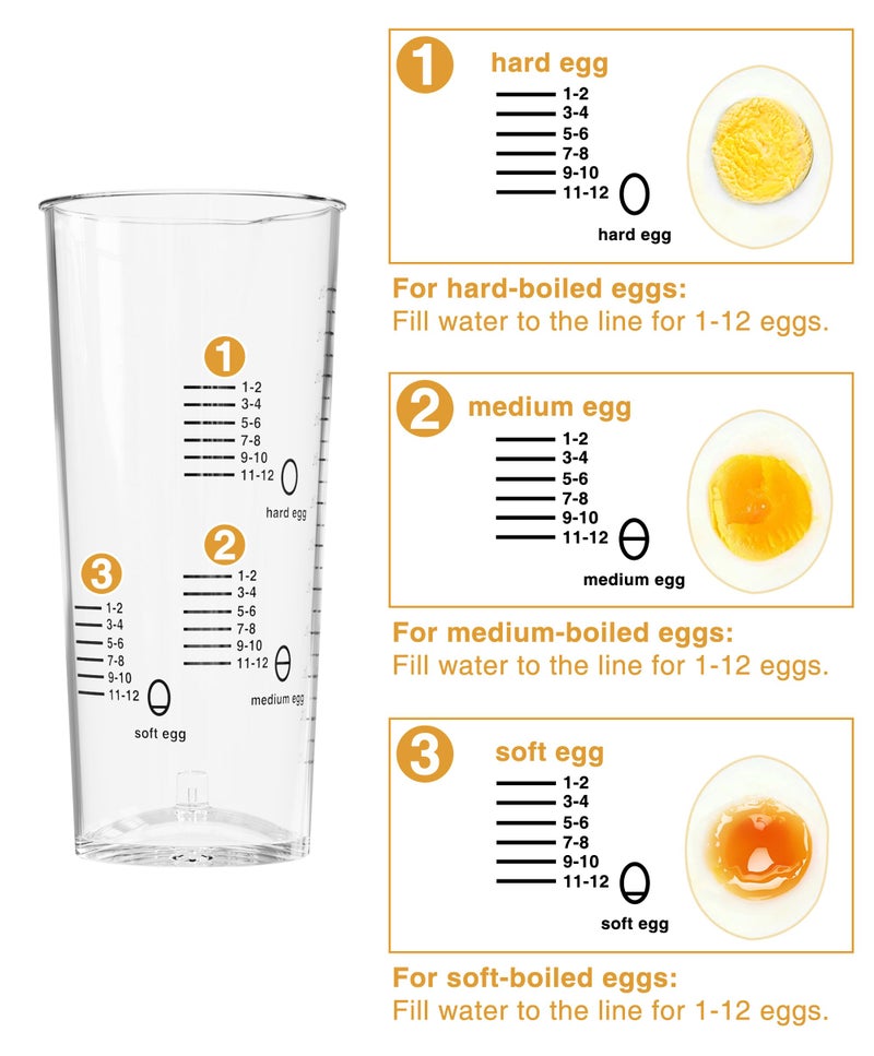 Evoloop Rapid Egg Cooker Electric 12 Eggs Capacity, Soft, Medium, Hard Boiled, Poached, Omelet Maker Egg Poacher & Vegetable Steamer, BPA Free Tray - Image 4