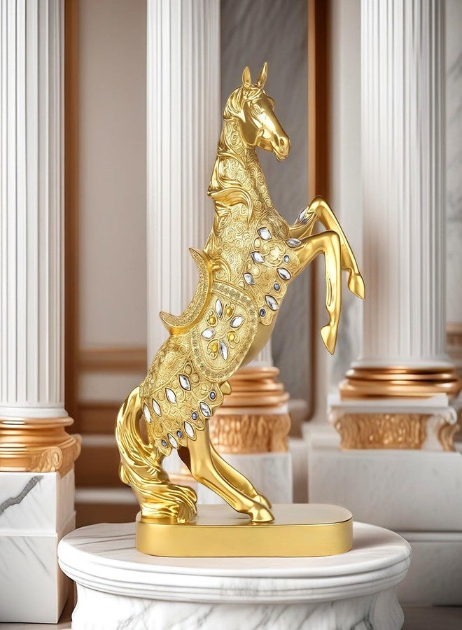XINDAM Gold Horse Standing Figurine Creative Statue Decorative Home & Office Figurines Home Office Display Craft Living Room Decor Ornaments for Tabletop - Image 4