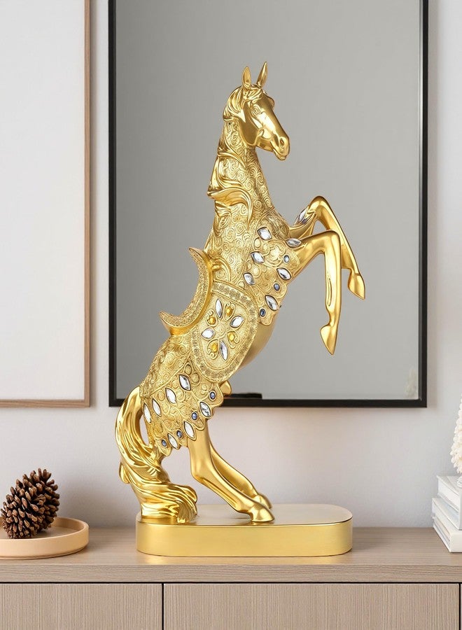 XINDAM Gold Horse Standing Figurine Creative Statue Decorative Home & Office Figurines Home Office Display Craft Living Room Decor Ornaments for Tabletop - Image 5