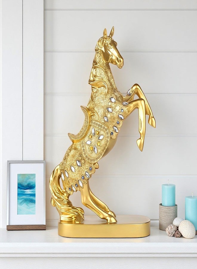 XINDAM Gold Horse Standing Figurine Creative Statue Decorative Home & Office Figurines Home Office Display Craft Living Room Decor Ornaments for Tabletop - Image 3