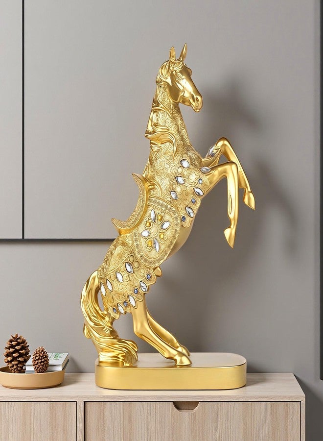 XINDAM Gold Horse Standing Figurine Creative Statue Decorative Home & Office Figurines Home Office Display Craft Living Room Decor Ornaments for Tabletop - Image 2