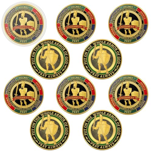 Nosiny 10 Pcs Put on the Whole Armor of God Coin Religious Prayer Coins for Christian Church SchoolClassic Style - Image 1