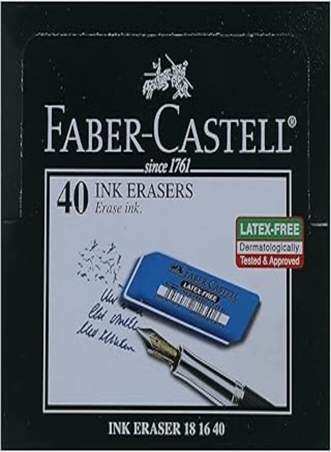 Faber castell 181640 ink eraser - blue - box of 40 pieces