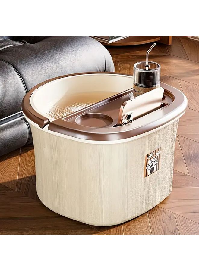 Brown Portable Foot Spa Bath Tub with Massage Rollers Easy Fill Design for Home Use - Image 1