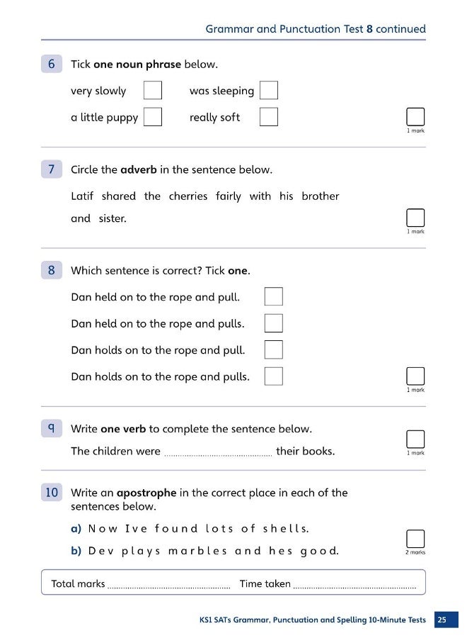 KS1 SATs Grammar, Punctuation and Spelling 10-Minute Tests - Image 5