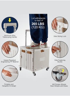 EzzySo Folding Multifunctional Car Portable Rolling Crate Trolley Shopping Cart Foldable Tool Box ,  Grocery Store, Office, Luggage etc  - Image 4