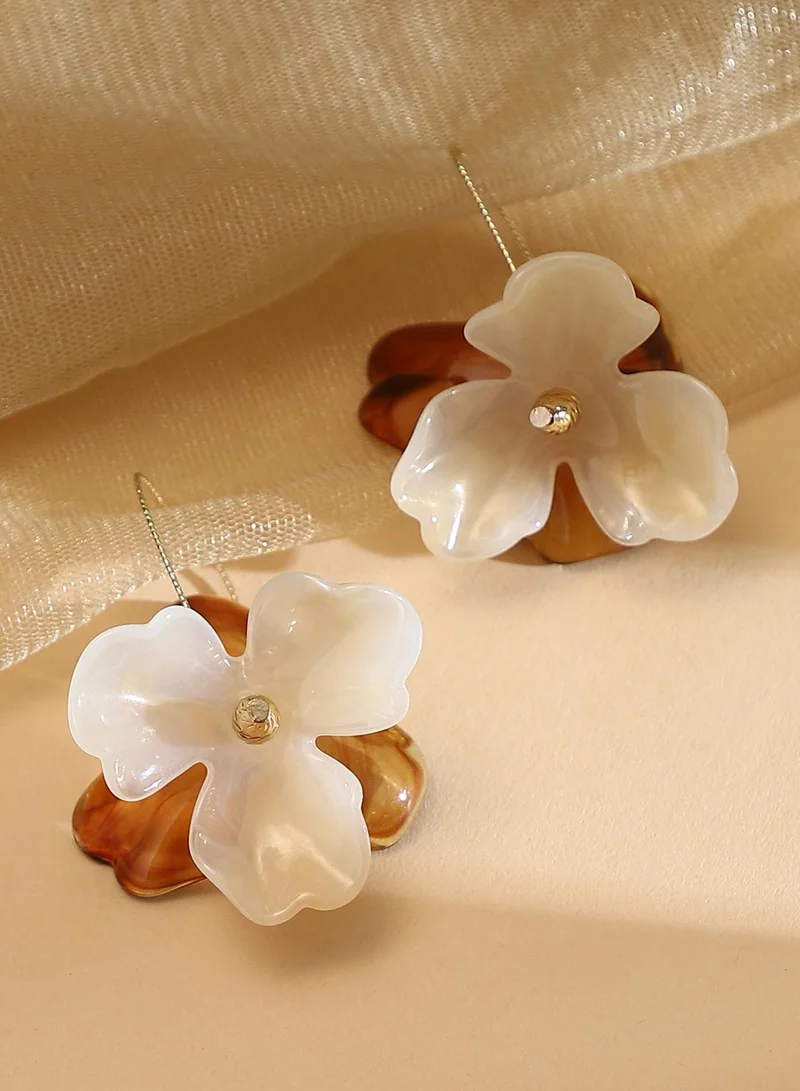 SOHI Women The Iris Drop Earrings | Coffee Brown & California  Colour | One-Size | Metallic Acrylic & Alloy Material | Wire Hook Closure | Earrings For Casual & Evening Wear