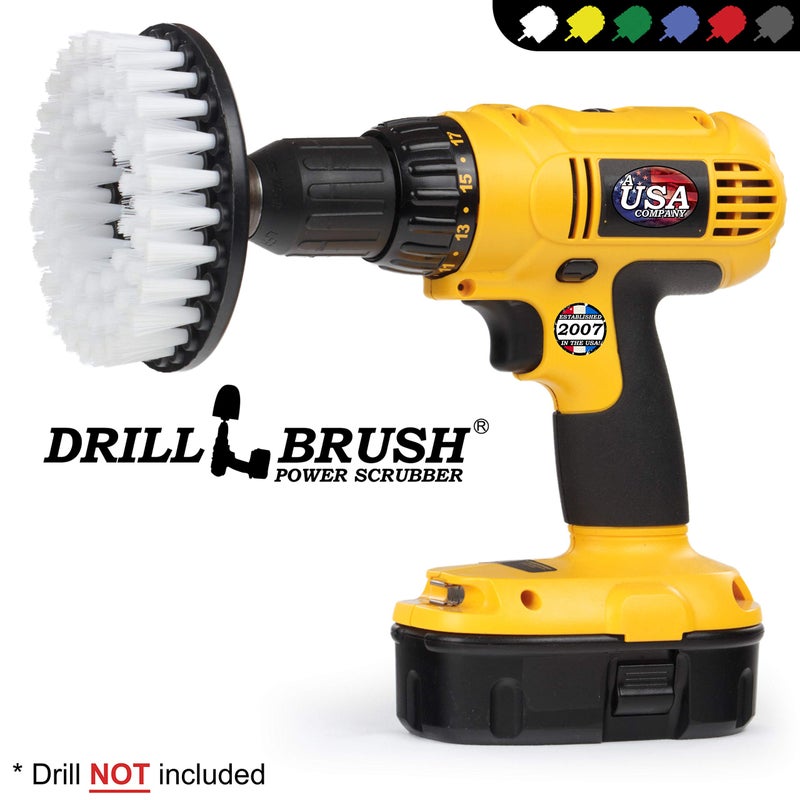 Drillbrush 5" Round Soft Bristle Scrub Brush Power Drill Attachment - Car Carpet Cleaning - Interior Detailing Tool - Tire Cleaner Drill Attachment - Automotive Seat Cleaning Brush - Wheel Polishing - Image 4