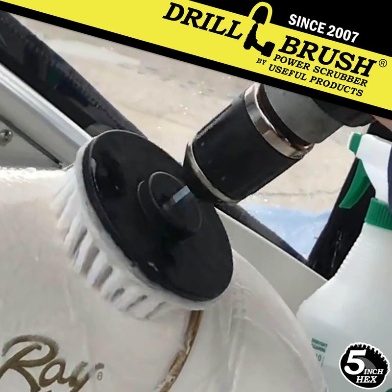 Drillbrush 5" Round Soft Bristle Scrub Brush Power Drill Attachment - Car Carpet Cleaning - Interior Detailing Tool - Tire Cleaner Drill Attachment - Automotive Seat Cleaning Brush - Wheel Polishing - Image 2