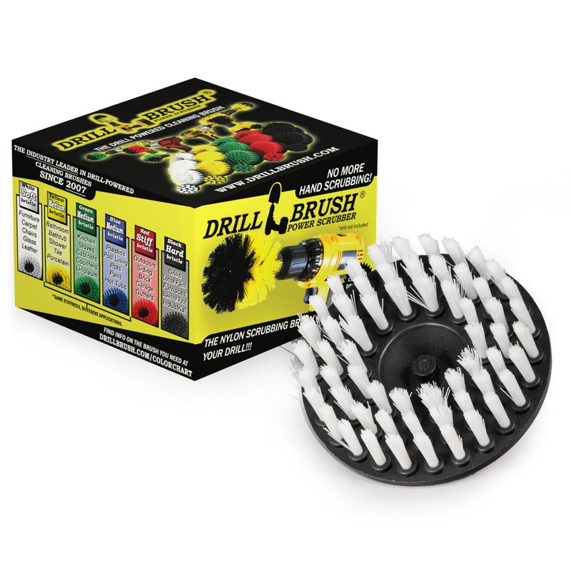 Drillbrush 5" Round Soft Bristle Scrub Brush Power Drill Attachment - Car Carpet Cleaning - Interior Detailing Tool - Tire Cleaner Drill Attachment - Automotive Seat Cleaning Brush - Wheel Polishing - Image 1
