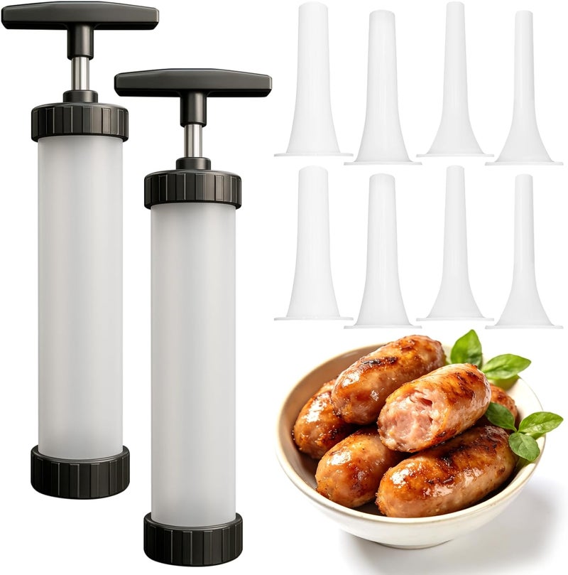 Kivan Base 2 Set Sausage Stuffer, Plastic Meat Filler Funnel, Quick Meat Filling Tool, Hot Dog Stuffer with 4 Size Filling Tubes for Holiday Christmas Household Use Camping Outdoor BBQ - Image 1