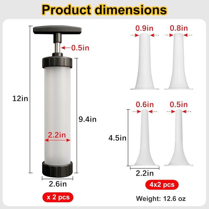 Kivan Base 2 Set Sausage Stuffer, Plastic Meat Filler Funnel, Quick Meat Filling Tool, Hot Dog Stuffer with 4 Size Filling Tubes for Holiday Christmas Household Use Camping Outdoor BBQ - Image 2