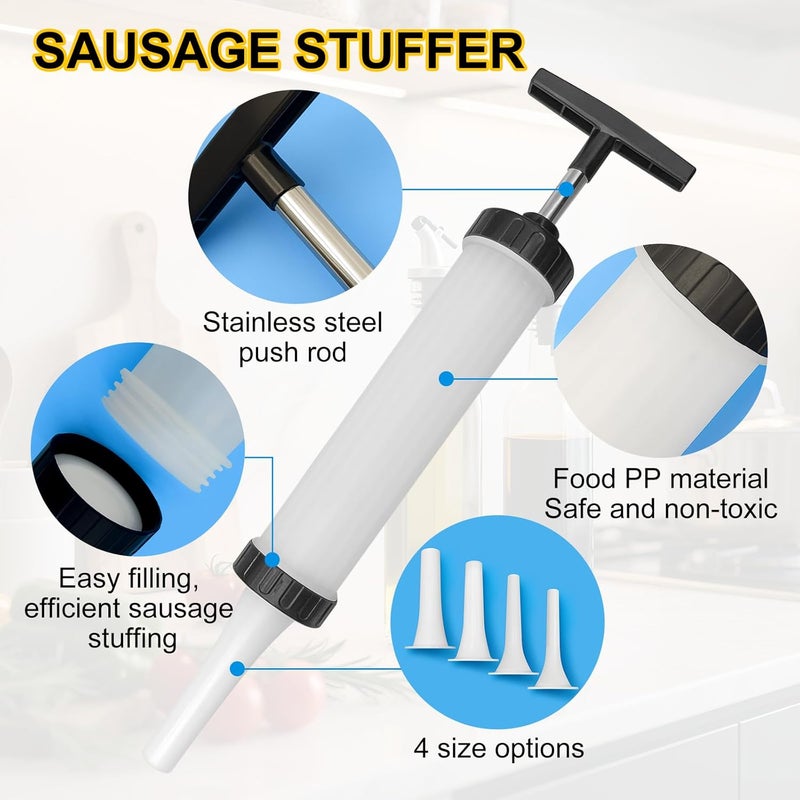 Kivan Base 2 Set Sausage Stuffer, Plastic Meat Filler Funnel, Quick Meat Filling Tool, Hot Dog Stuffer with 4 Size Filling Tubes for Holiday Christmas Household Use Camping Outdoor BBQ - Image 3