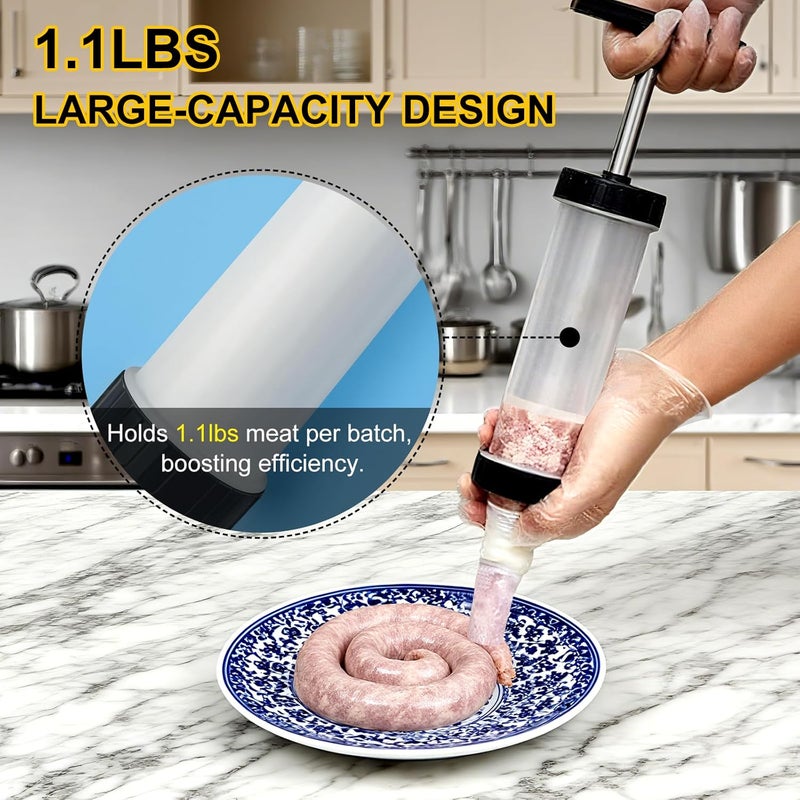 Kivan Base 2 Set Sausage Stuffer, Plastic Meat Filler Funnel, Quick Meat Filling Tool, Hot Dog Stuffer with 4 Size Filling Tubes for Holiday Christmas Household Use Camping Outdoor BBQ - Image 4