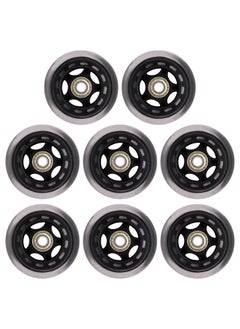 BENLIUDH Inline Skate Wheels With Bearings, 3 Inch Roller Blade Wheels 76Mm Outdoor And Indoor Clear Wheels For Office Chairs, Luggage (8 Pack,Black)  - Image 1