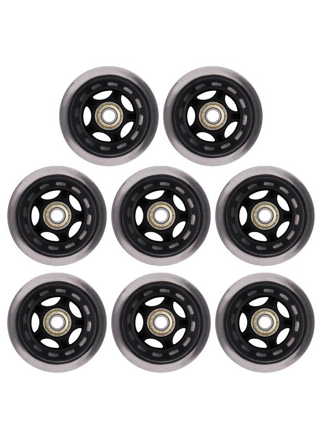 BENLIUDH Inline Skate Wheels With Bearings, 3 Inch Roller Blade Wheels 76Mm Outdoor And Indoor Clear Wheels For Office Chairs, Luggage (8 Pack,Black)  - Image 1