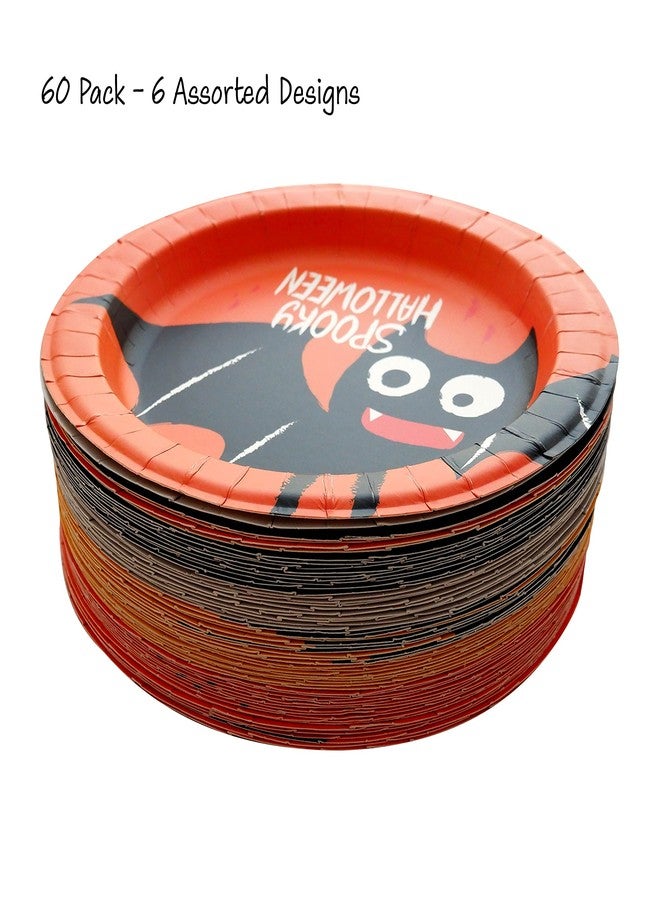 Partay Shenanigans Paper Plates - 60-Count 8" x 8" Small Disposable Halloween Party Dessert Plates in 6 Assorted Designs - Halloween Party Supplies - Image 4