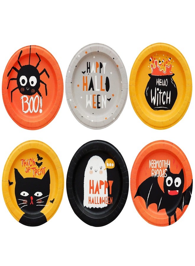Partay Shenanigans Paper Plates - 60-Count 8" x 8" Small Disposable Halloween Party Dessert Plates in 6 Assorted Designs - Halloween Party Supplies - Image 1
