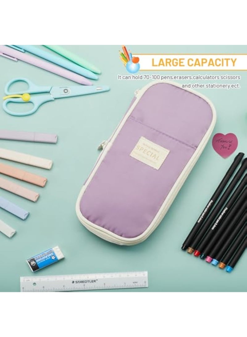 Pencil Case, Large Zipper Pencil Pouch, Big Capacity Pencil Case with Compartments，Cute Pencil Pouch for Kids, Teenagers, Boys, Girls, Adults (Pink) - Image 2