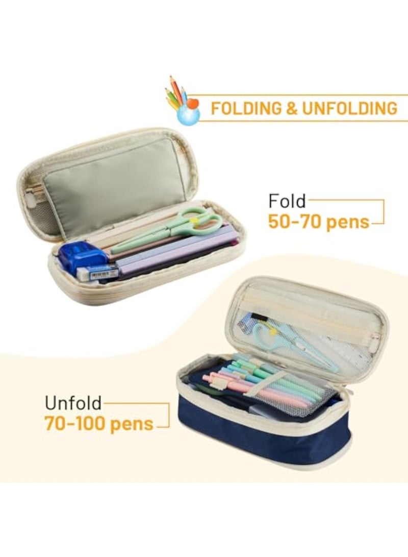 Pencil Case, Large Zipper Pencil Pouch, Big Capacity Pencil Case with Compartments，Cute Pencil Pouch for Kids, Teenagers, Boys, Girls, Adults (Pink) - Image 3