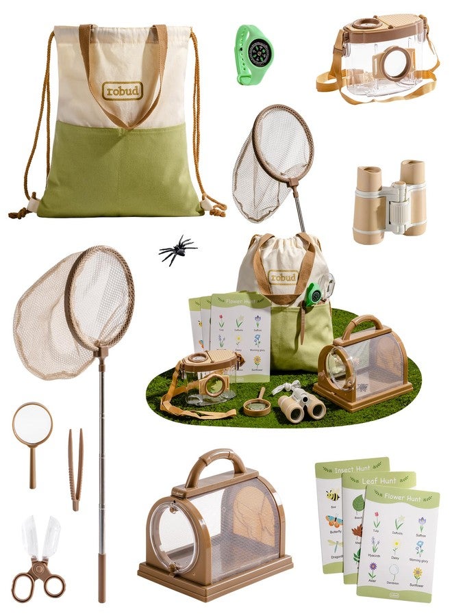 ROBUD Upgraded Kids Explorer Kit, Bug Catcher Kit with Wild Adventure Binoculars, Green Outdoor Exploration Set for Camping, Montessroi Toy for Kids Coming Closer to Nature，WRP30 - Image 1